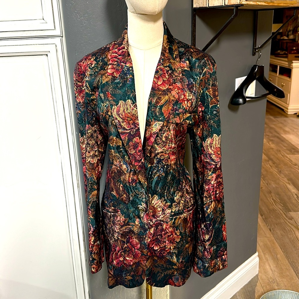 Vintage San Moire Floral blazer paisley blazer dinner jacket USA large